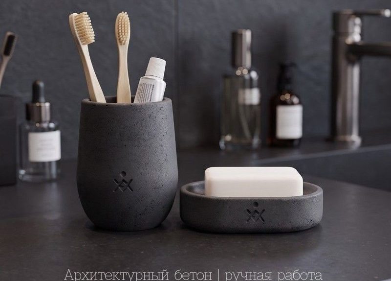 Стаканы для зубных щёток из бетона