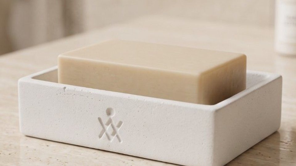 Мыльница из бетона, прямоугольная — белый матовый, 11,5×8×3 см